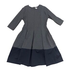 Gap Womens Grey black Colorblock Pleated Fit & Flare Pocket Dress 12